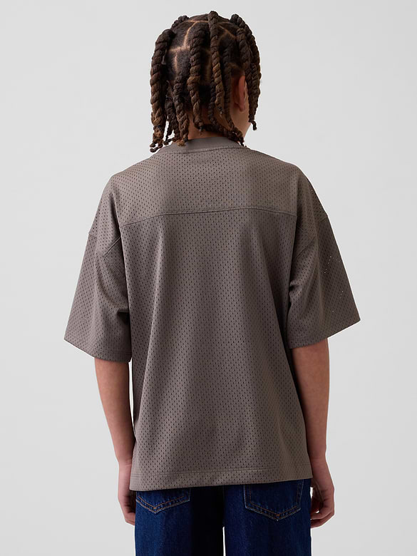Kids Mesh Oversized Graphic Jersey T-Shirt