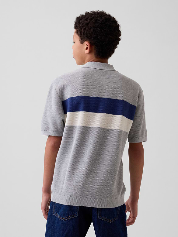 Kids 100% Cotton Relaxed Polo Sweater Shirt