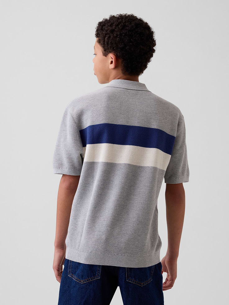 Image number 3 showing, Kids 100% Cotton Relaxed Polo Sweater Shirt