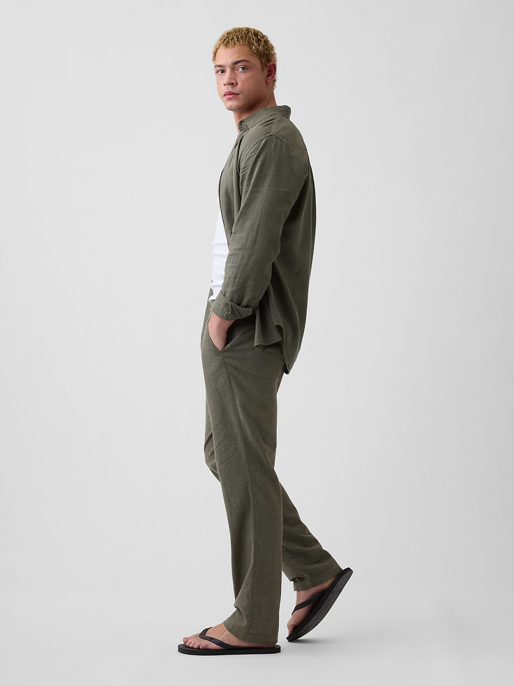 Image number 4 showing, Straight Linen-Blend Pants