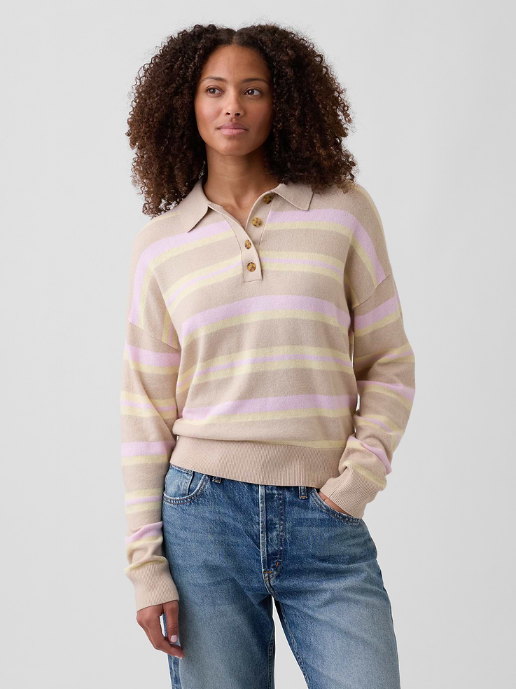 Image number 1 showing, CashSoft Relaxed Sweater Polo Shirt