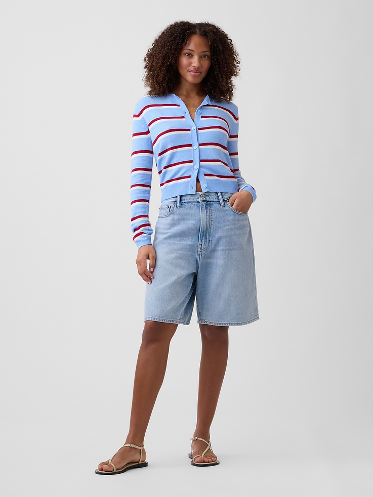 Image number 3 showing, CashSoft Stripe Crewneck Cardigan