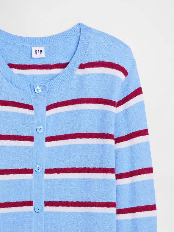 CashSoft Stripe Crewneck Cardigan