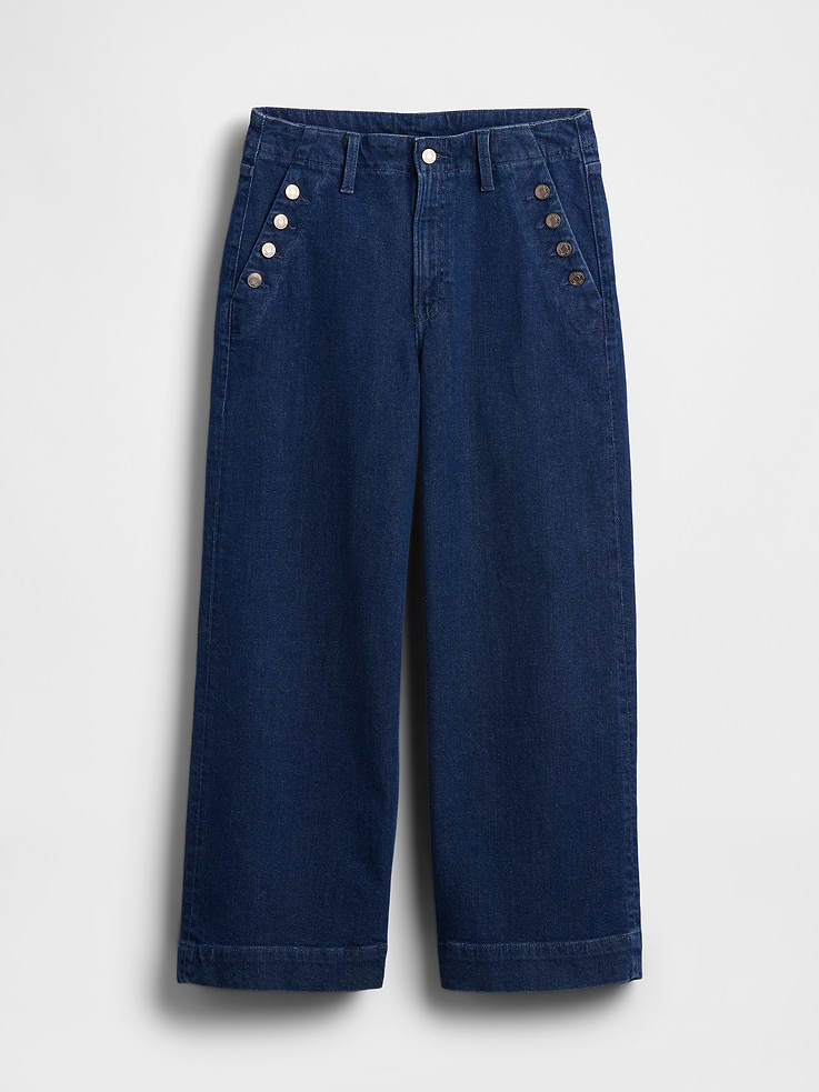 Image number 6 showing, High Rise Stride Wide-Leg Ankle Sailor Jeans