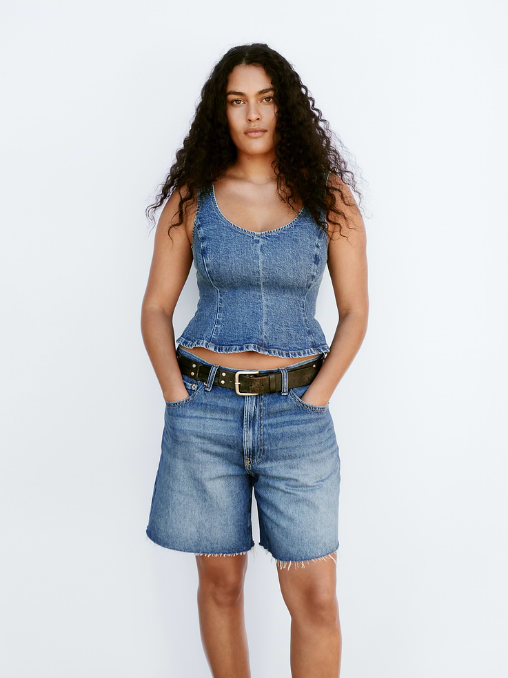 Image number 7 showing, Denim Fitted Peplum Top