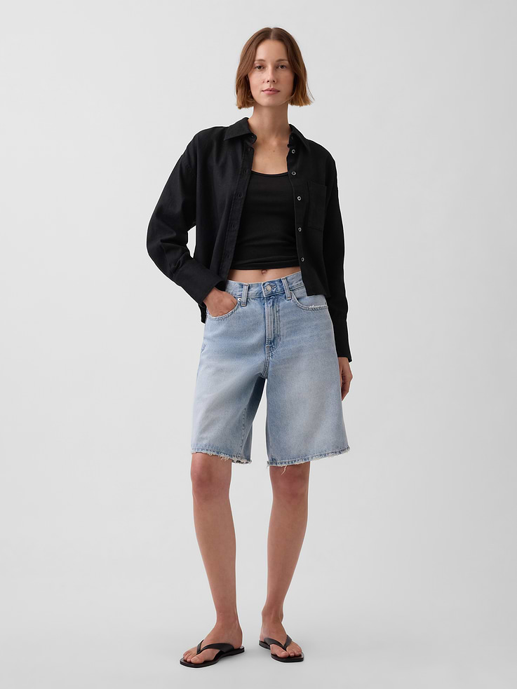 Image number 2 showing, Linen-Cotton Oversized Shirt
