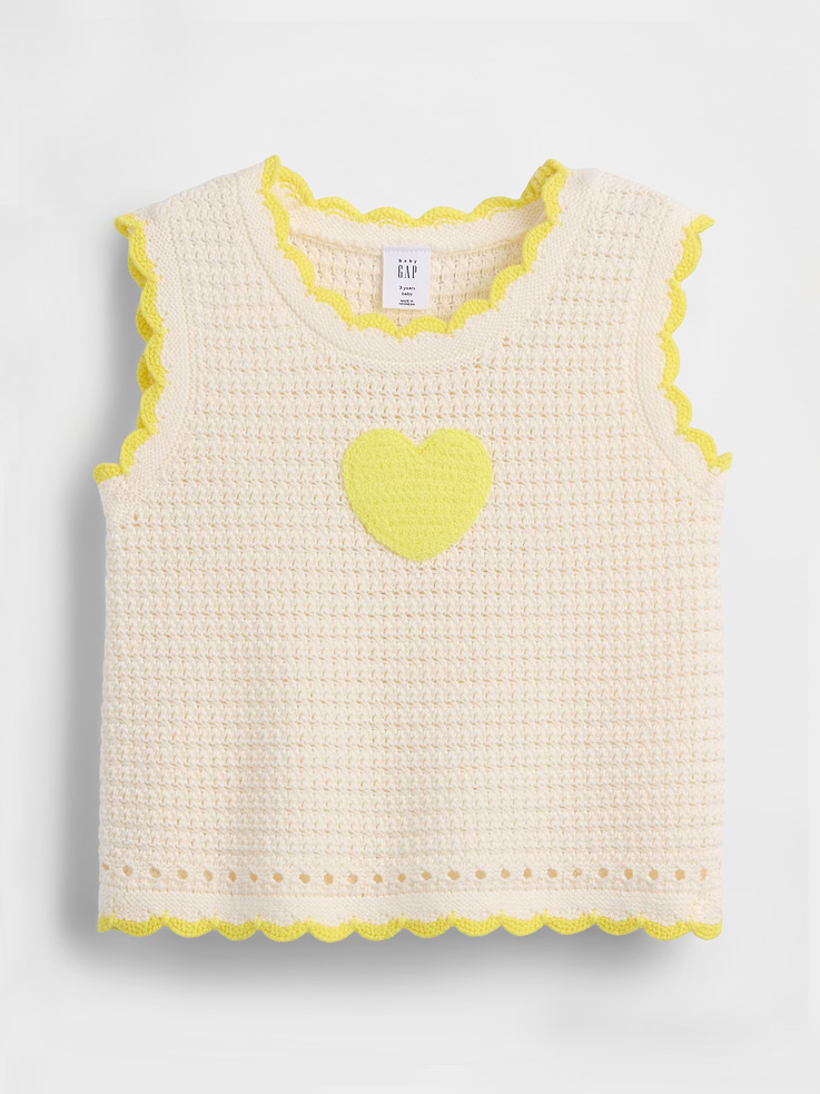 Image number 1 showing, Baby & Toddler Crochet Heart Sweater Tank
