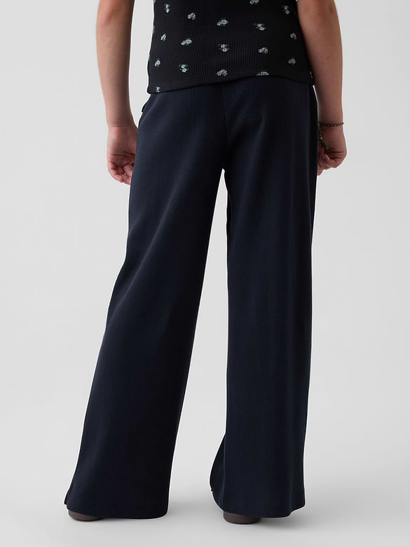 Kids Waffle Relaxed Easy Wide-Leg Pants