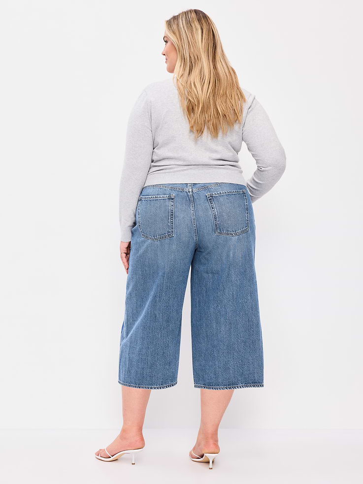 Image number 10 showing, Mid-Rise Baggy Wide-Leg Culotte Jeans