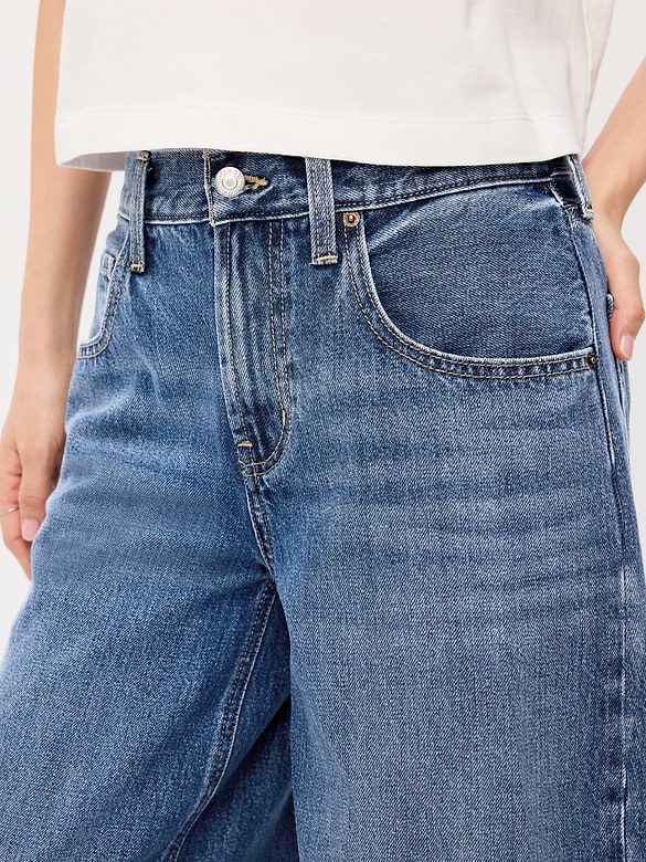 Mid-Rise Baggy Wide-Leg Culotte Jeans