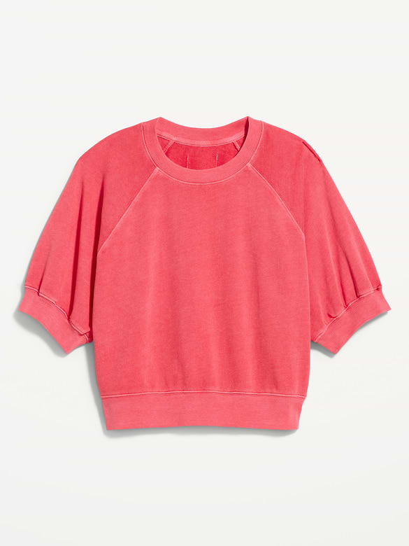Short-Sleeve Cropped Raglan Sweatshirt