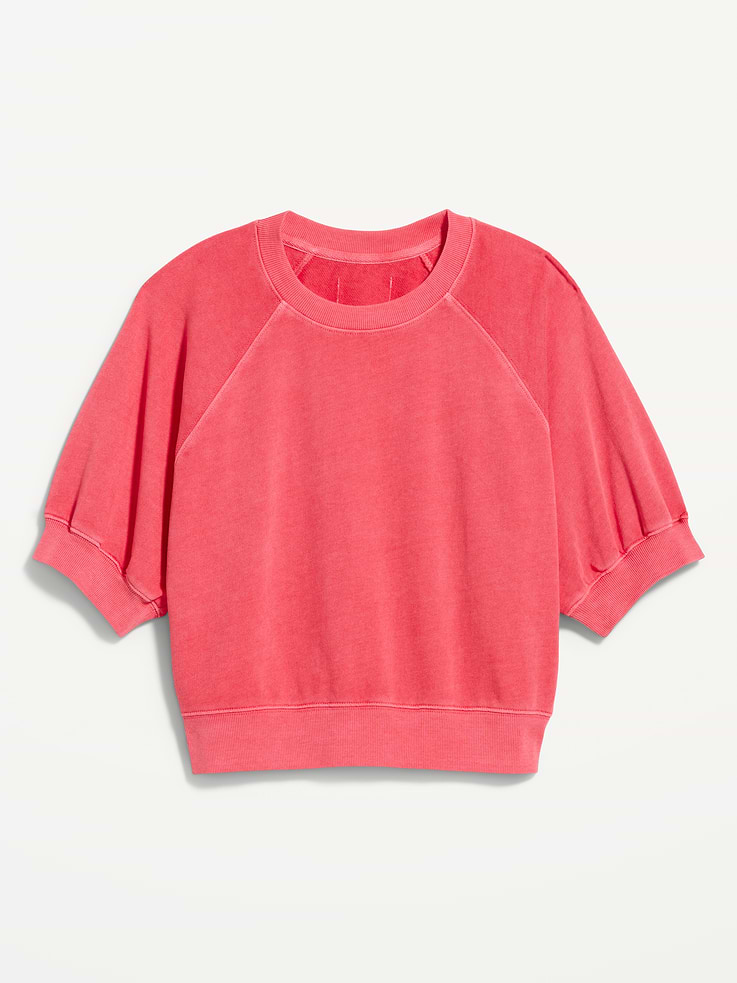 Image number 4 showing, Short-Sleeve Cropped Raglan Sweatshirt