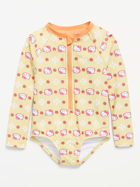Hello Kitty® Zip-Front Rashguard One-Piece Swimsuit for Toddler Girls
