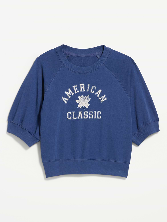 Short-Sleeve Cropped Raglan Sweatshirt