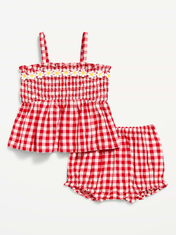 Sleeveless Smocked Peplum Top and Shorts Set for Baby