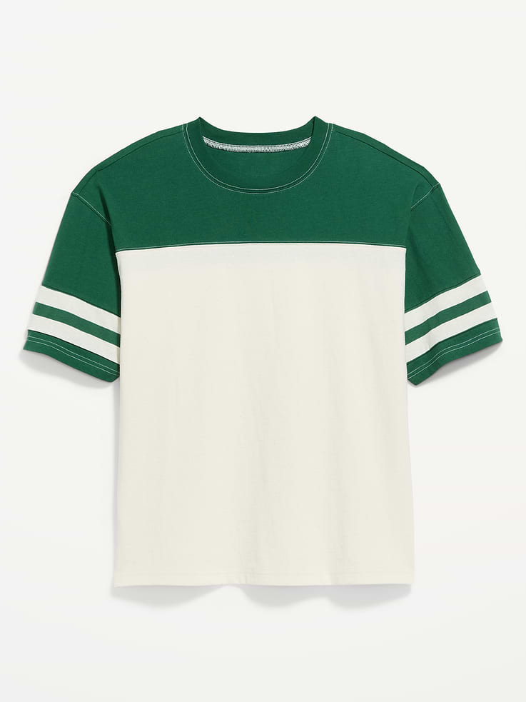 L'image numéro 4 présente T-shirt épais de style football à manches courtes