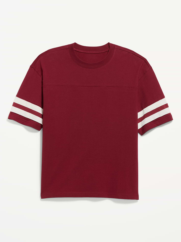 L'image numéro 4 présente T-shirt épais de style football à manches courtes