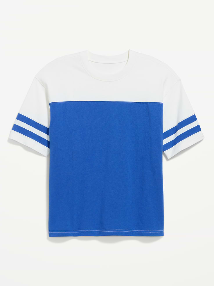 L'image numéro 4 présente T-shirt épais de style football à manches courtes