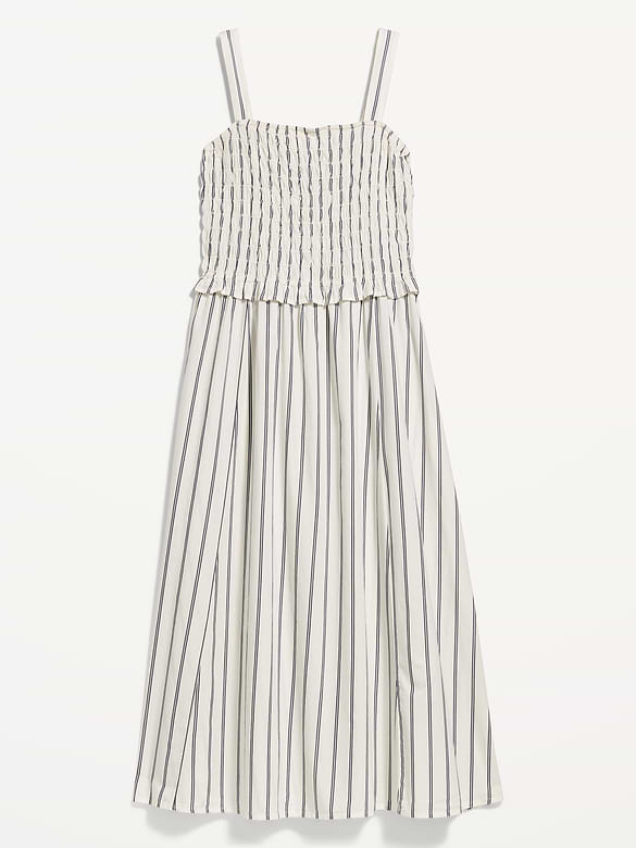 Fit & Flare Smocked-Bodice Midi Dress