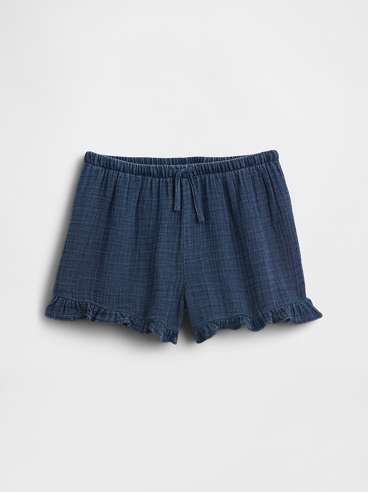 Image number 2 showing, Kids Cotton Gauze Denim Easy Ruffle Shorts