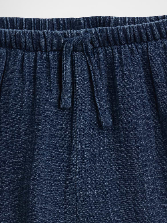 Kids Cotton Gauze Denim Easy Ruffle Shorts