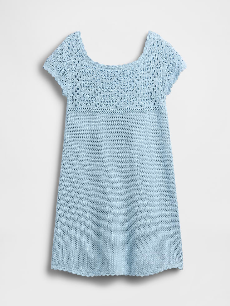 Image number 2 showing, Kids 100% Cotton Crochet Sweater Dress