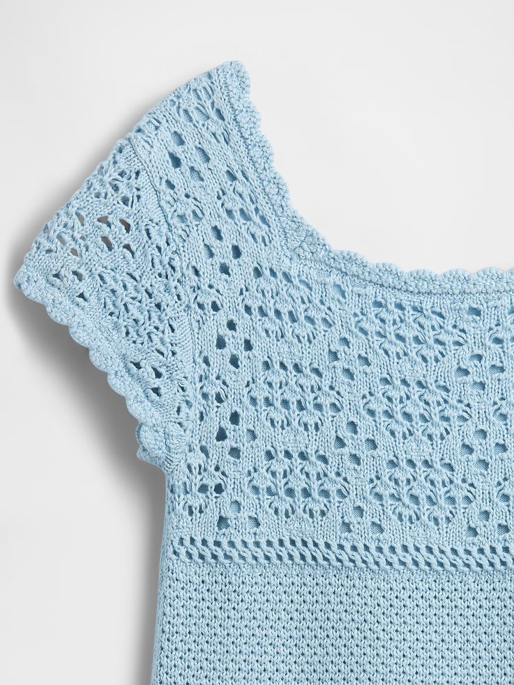 Image number 4 showing, Kids 100% Cotton Crochet Sweater Dress