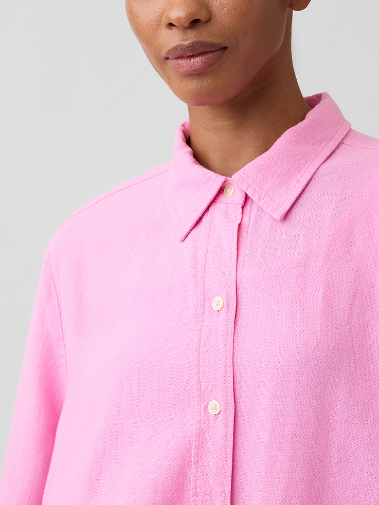 Image 4 of 5, Linen-Blend Easy Shirt