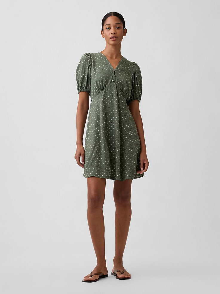 Image number 1 showing, Puff Sleeve V-Neck Mini Dress