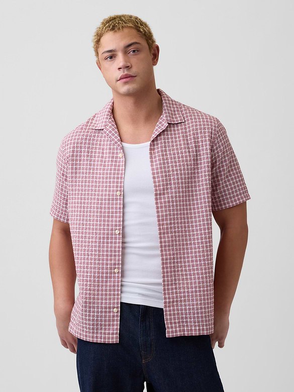 Crinkle-Cotton Vacay Shirt in Standard Fit