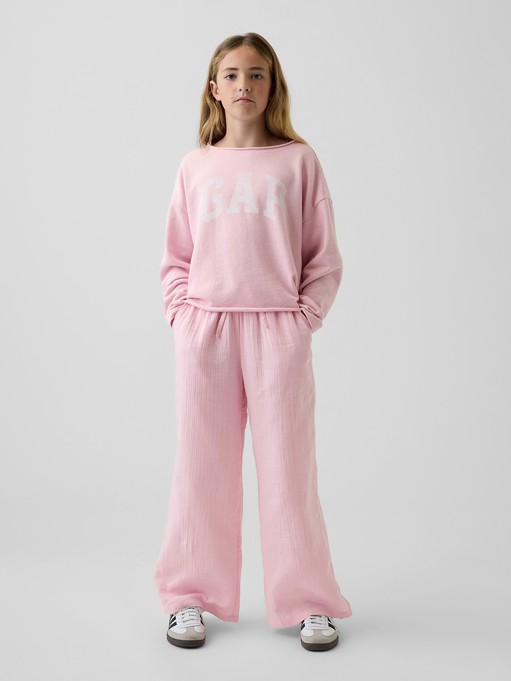 Image number 1 showing, Kids Cotton Gauze Wide-Leg Pants