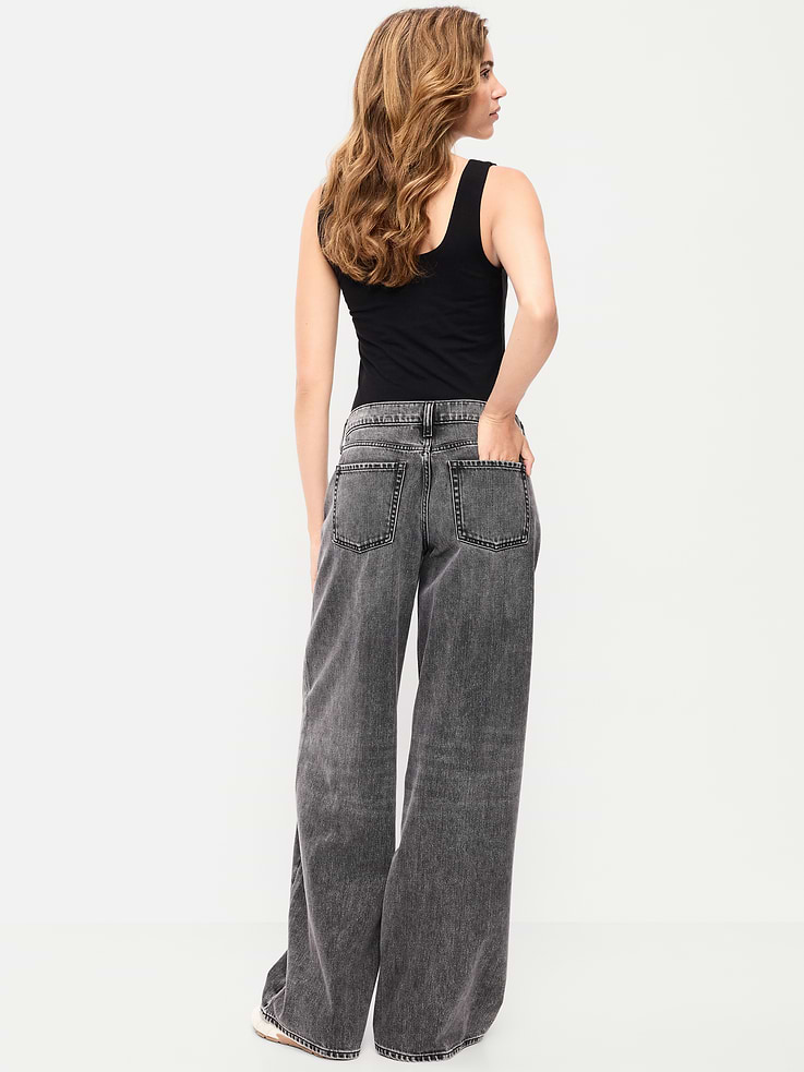 Image number 3 showing, Low-Rise Baggy Wide-Leg Jeans