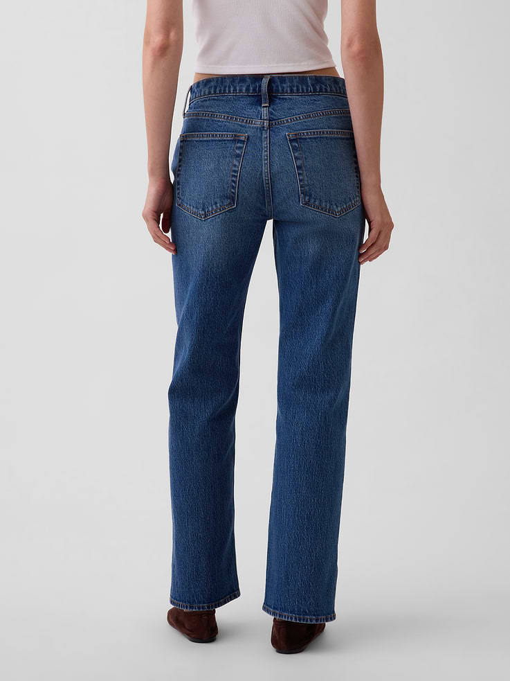 Image number 4 showing, Mid Rise Split-Hem Relaxed Straight Jeans