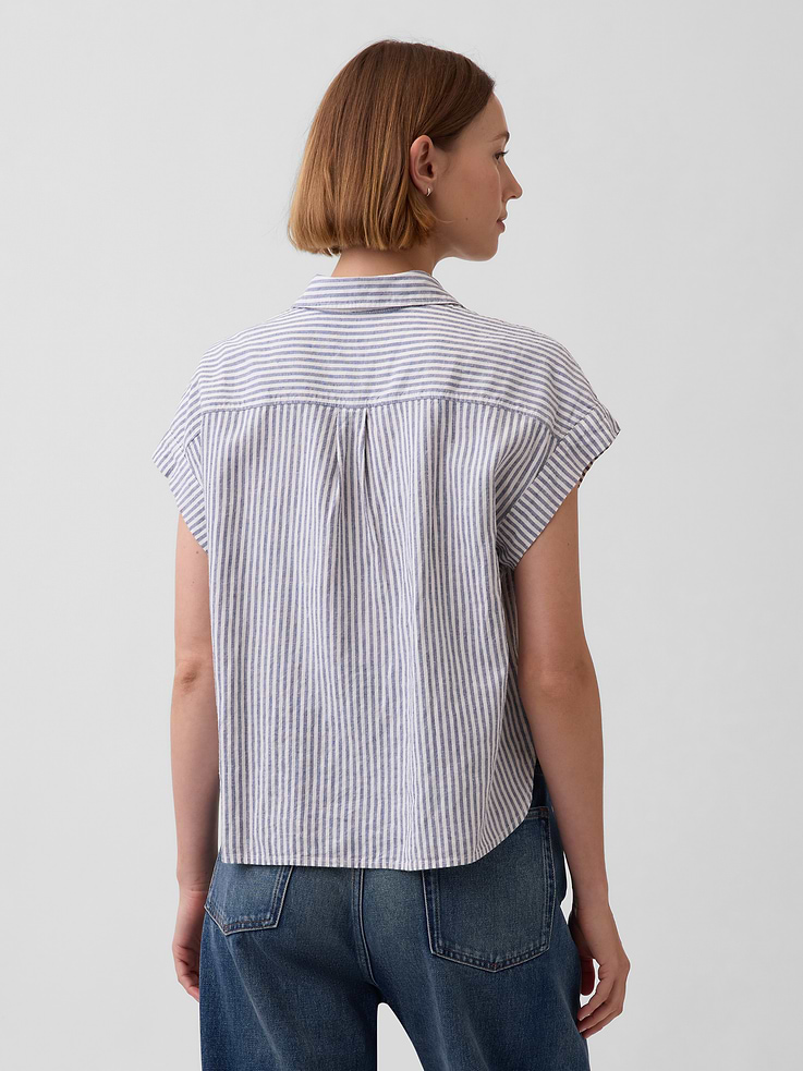 Image number 3 showing, Linen-Blend Oversized Shirt