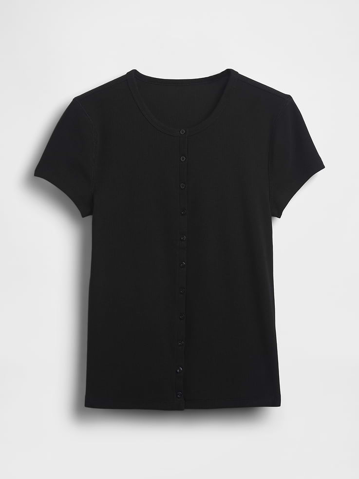 Image number 5 showing, Modern Rib Button-Front Crew T-Shirt