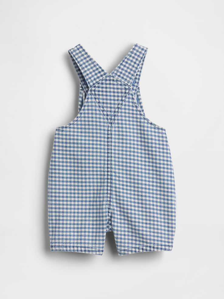 Image number 2 showing, Baby Gingham Denim Bear Pocket Shortalls