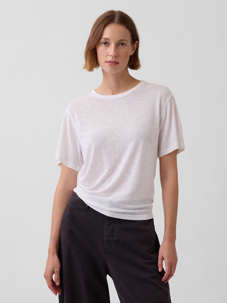 L'image numéro 1 présente T-shirt décontracté en mélange de lin