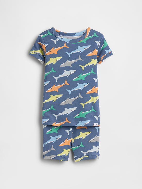 Baby & Toddler Organic Brushed Cotton Shark PJ Short Set