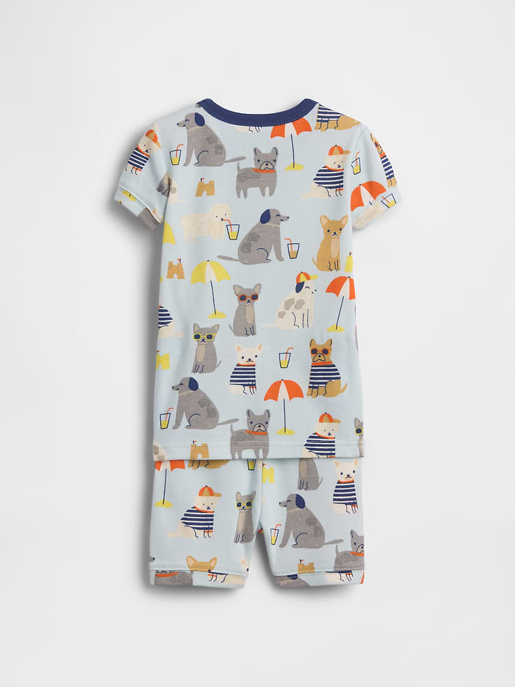 L'image numéro 2 présente Pyjama court en coton biologique brossé à motif chiens de plage pour Bébé et Tout-petit