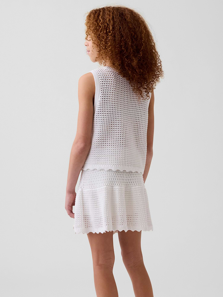 Image number 3 showing, Kids 100% Cotton Tiered Crochet Skort