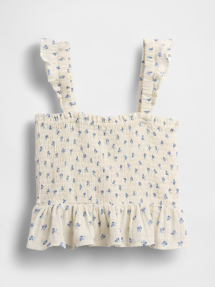 Image number 2 showing, Kids Cotton Gauze Smocked Peplum Top
