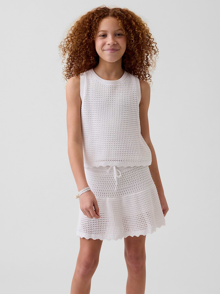 Image number 1 showing, Kids 100% Cotton Tiered Crochet Skort