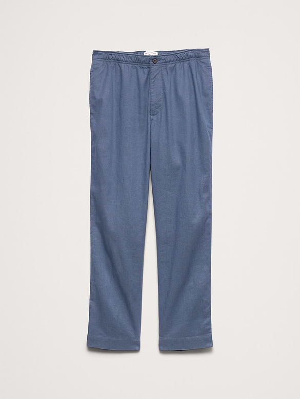 Straight Italian Linen-Cotton Pull-On Pant