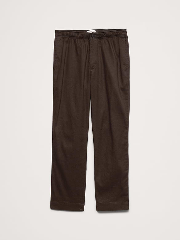 Straight Italian Linen-Cotton Pull-On Pant