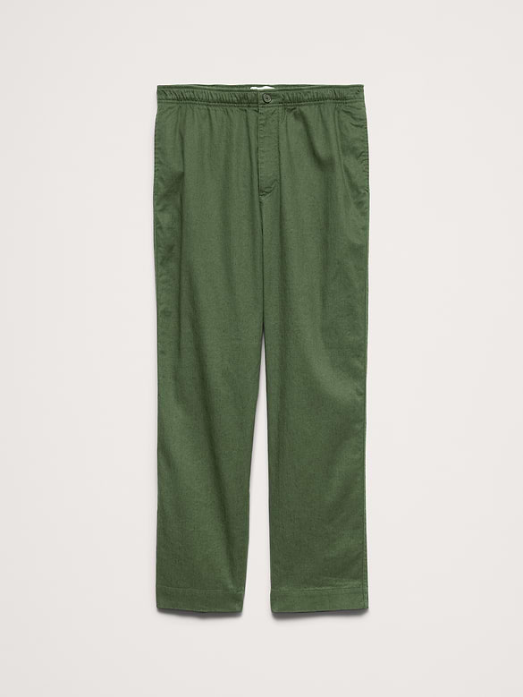 Straight Italian Linen-Cotton Pull-On Pant
