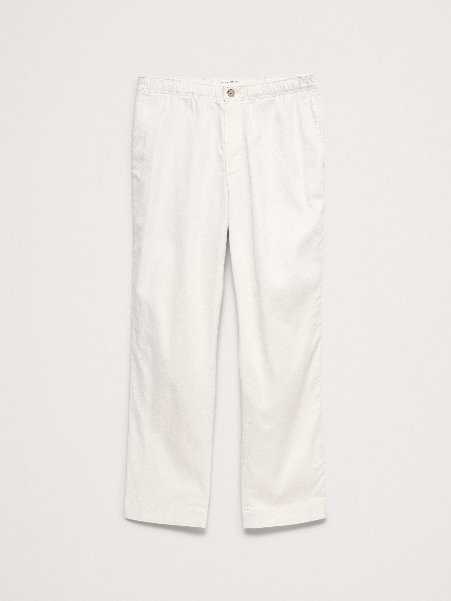 L'image numéro 4 présente Pantalon droit à taille extensible en lin et coton italien
