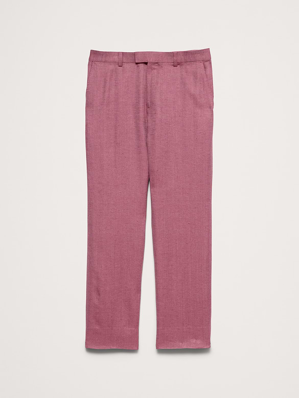 Pantalon de complet droit en lin et laine mérinos