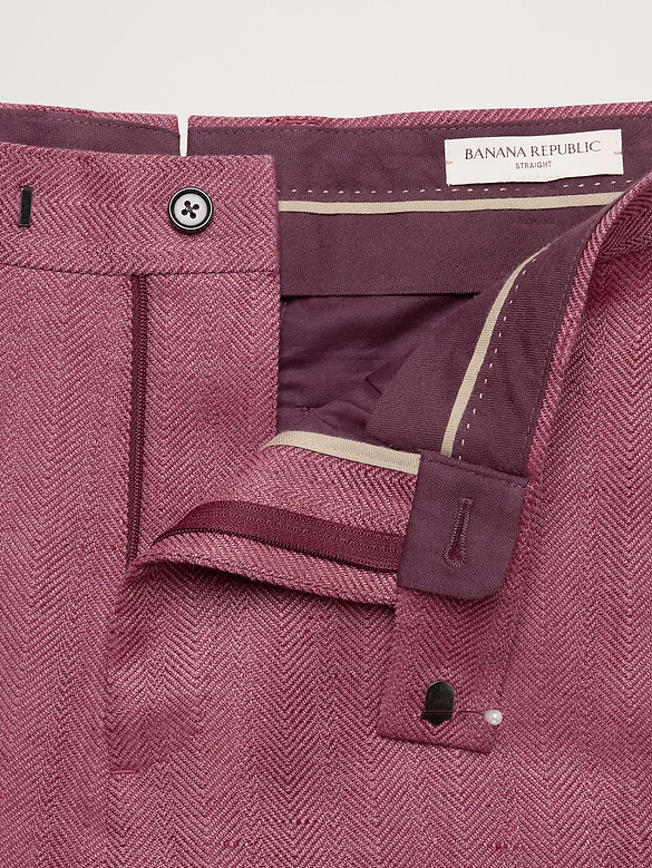 Pantalon de complet droit en lin et laine mérinos
