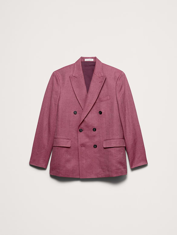 Double-Breasted Linen-Merino Suit Jacket