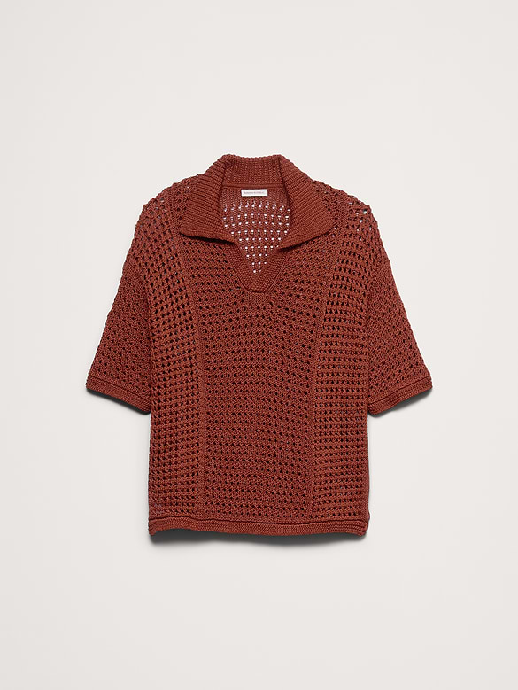 Crochet Cotton Sweater Polo